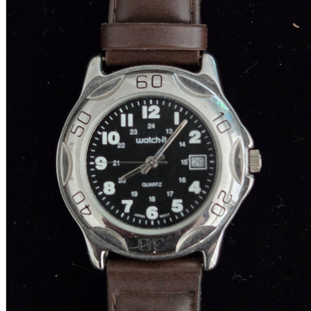 Watch-it Advance Mens Black Dial Brown‎ Strap Quartz Watch EZG78609W SR626SW